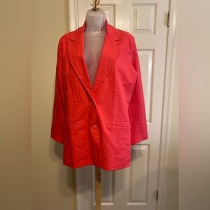 NWT David Benjamin Collection - Woman’s LINEN coral color summer lined jacket, 6